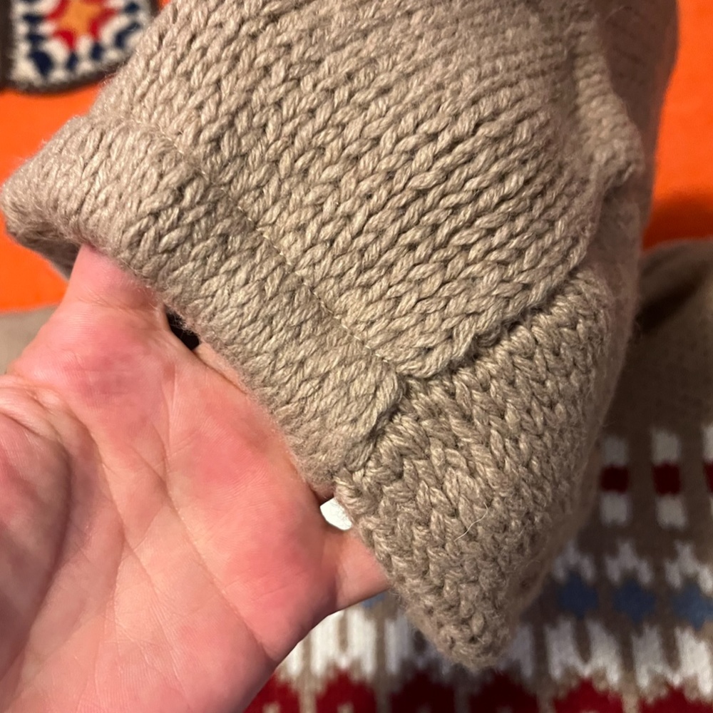 Zara limited edition brown camel Fair Isle wool jacquard poncho sweater … - Picture 10 of 14